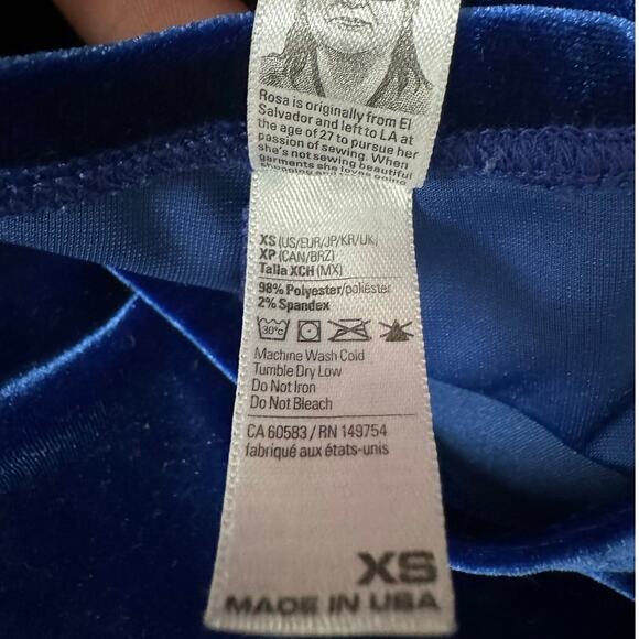 Los Angeles Apparel Velvet Electric Blue High Waist Stretch Leggings X-Small - Picture 7 of 10